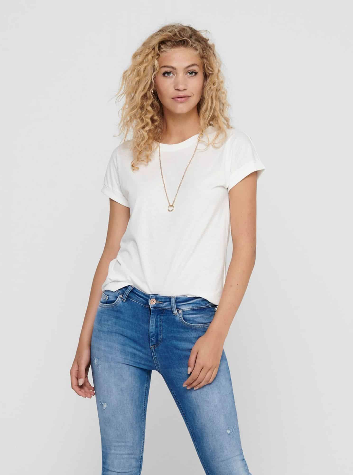 Bílé basic tričko Jacqueline de Yong Louisa