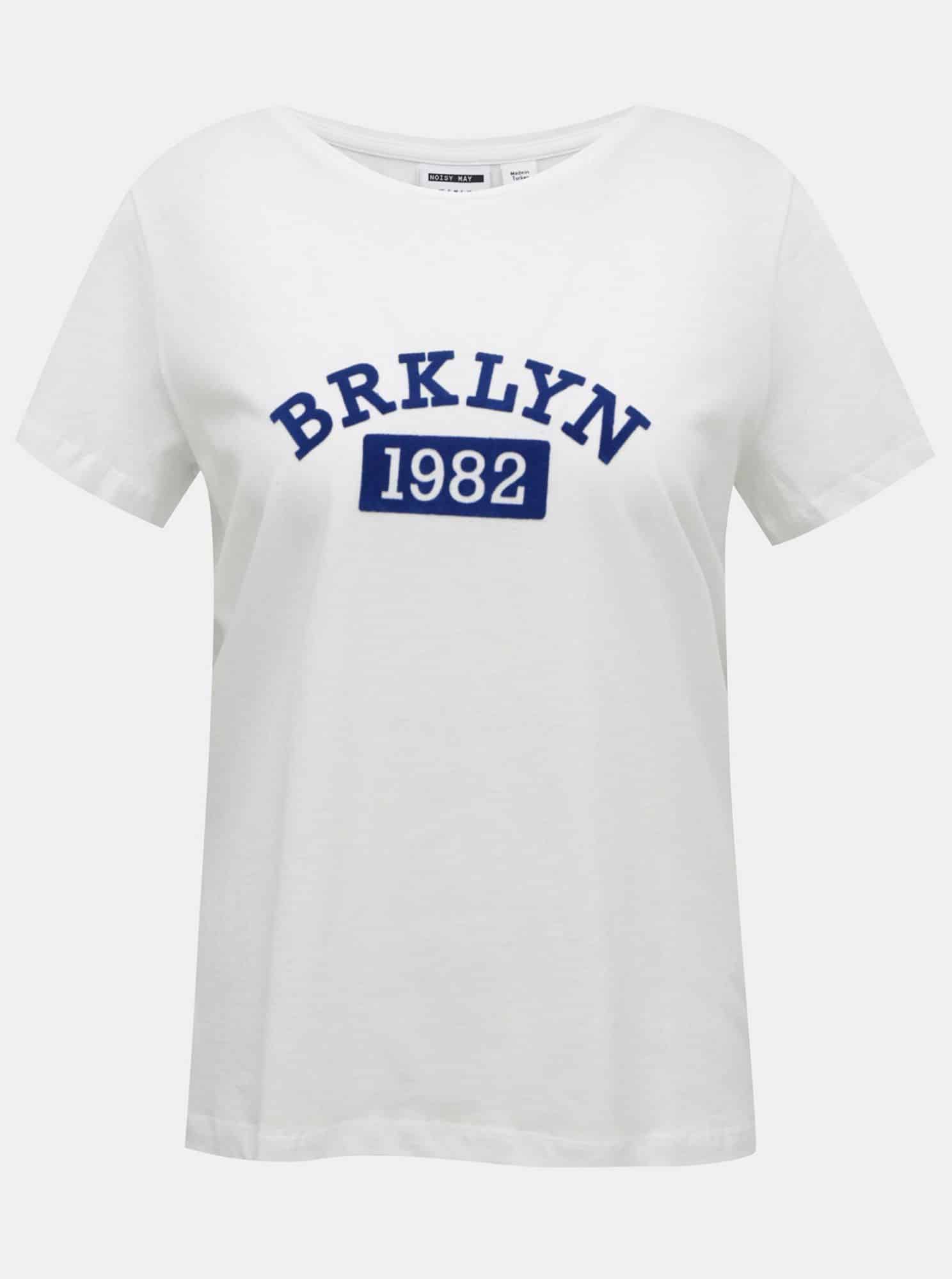 Bílé tričko s potiskem Noisy May Nate