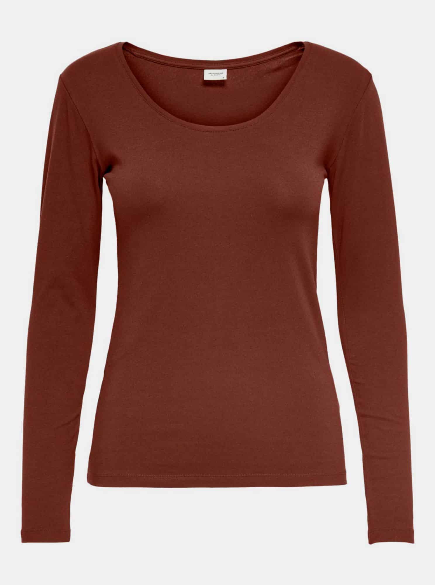 Hnědé basic tričko Jacqueline de Yong Ava