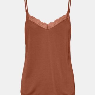 Hnědý top s krajkou VERO MODA Sofia