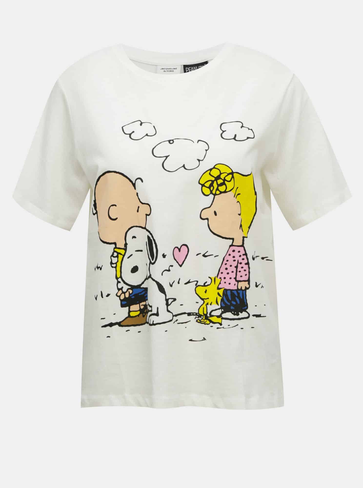 Bílé volné tričko s potiskem Jacqueline de Yong Peanut
