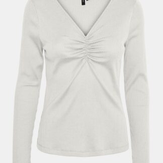 Bílé žebrované tričko VERO MODA Polly