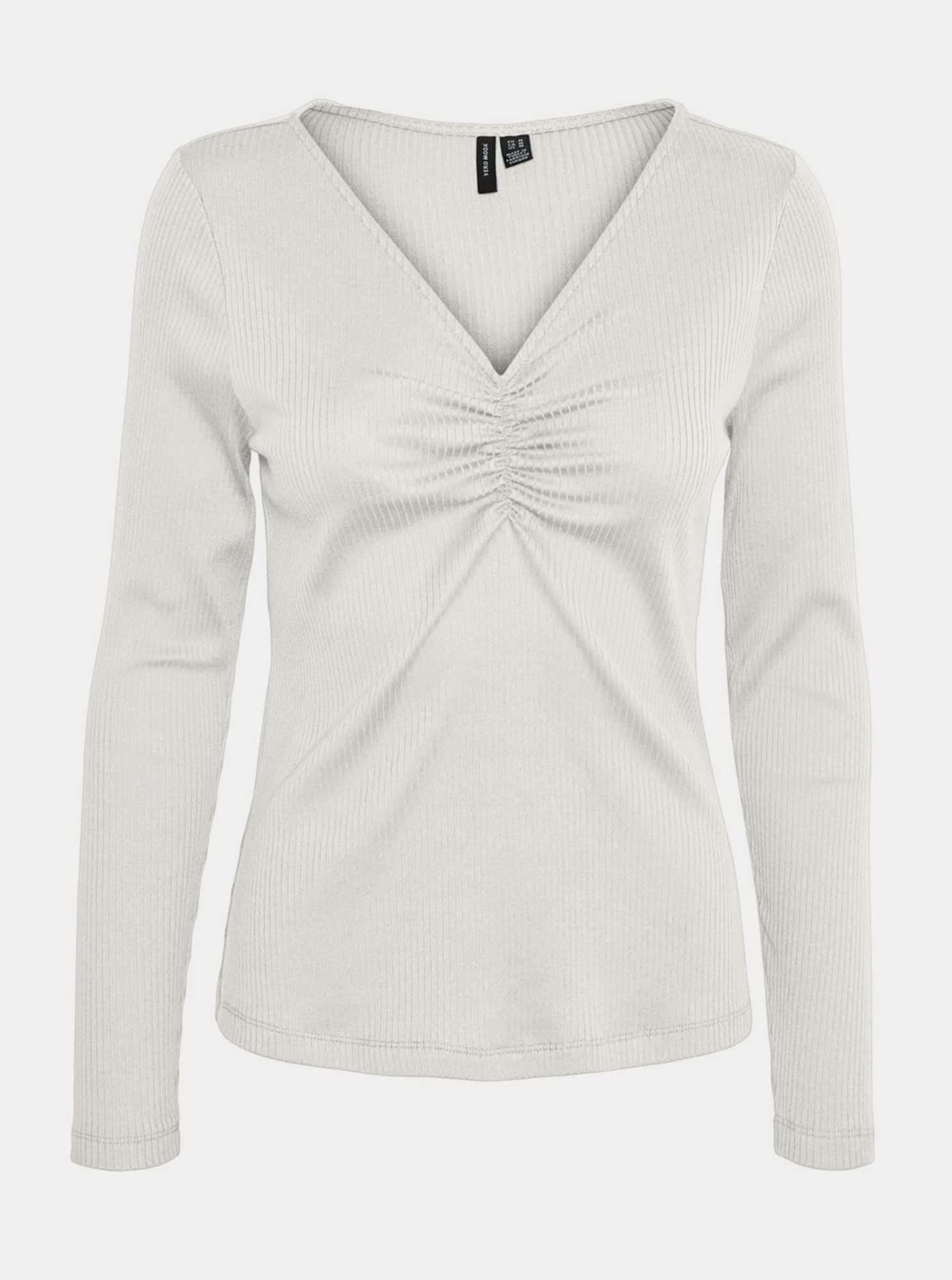 Bílé žebrované tričko VERO MODA Polly