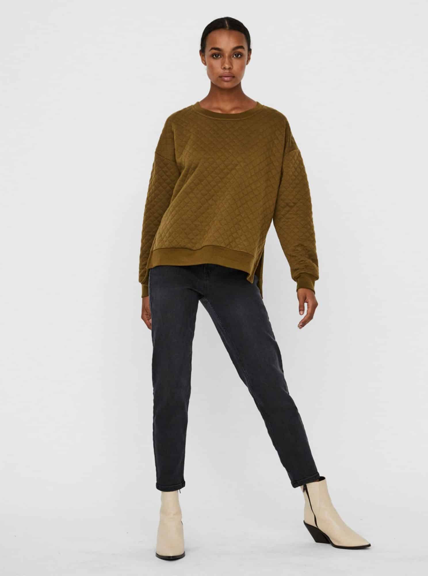 Khaki mikina s rozparky VERO MODA Cayle