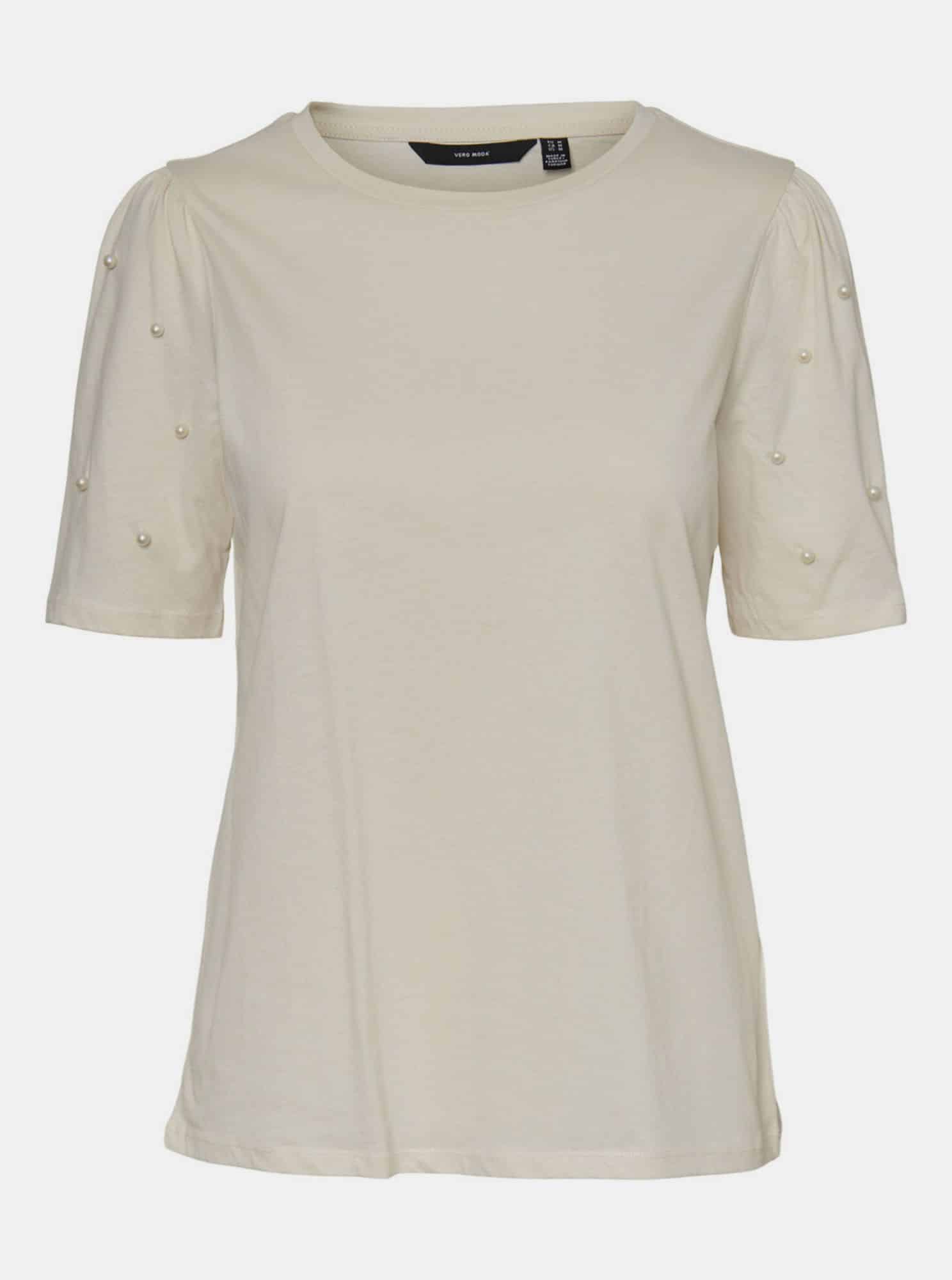 Krémové tričko s ozdobnými detaily VERO MODA Celia