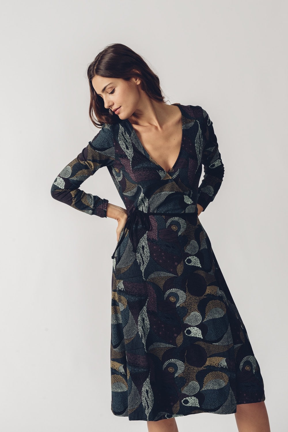 SKFK petrolejové vzorované šaty Argia