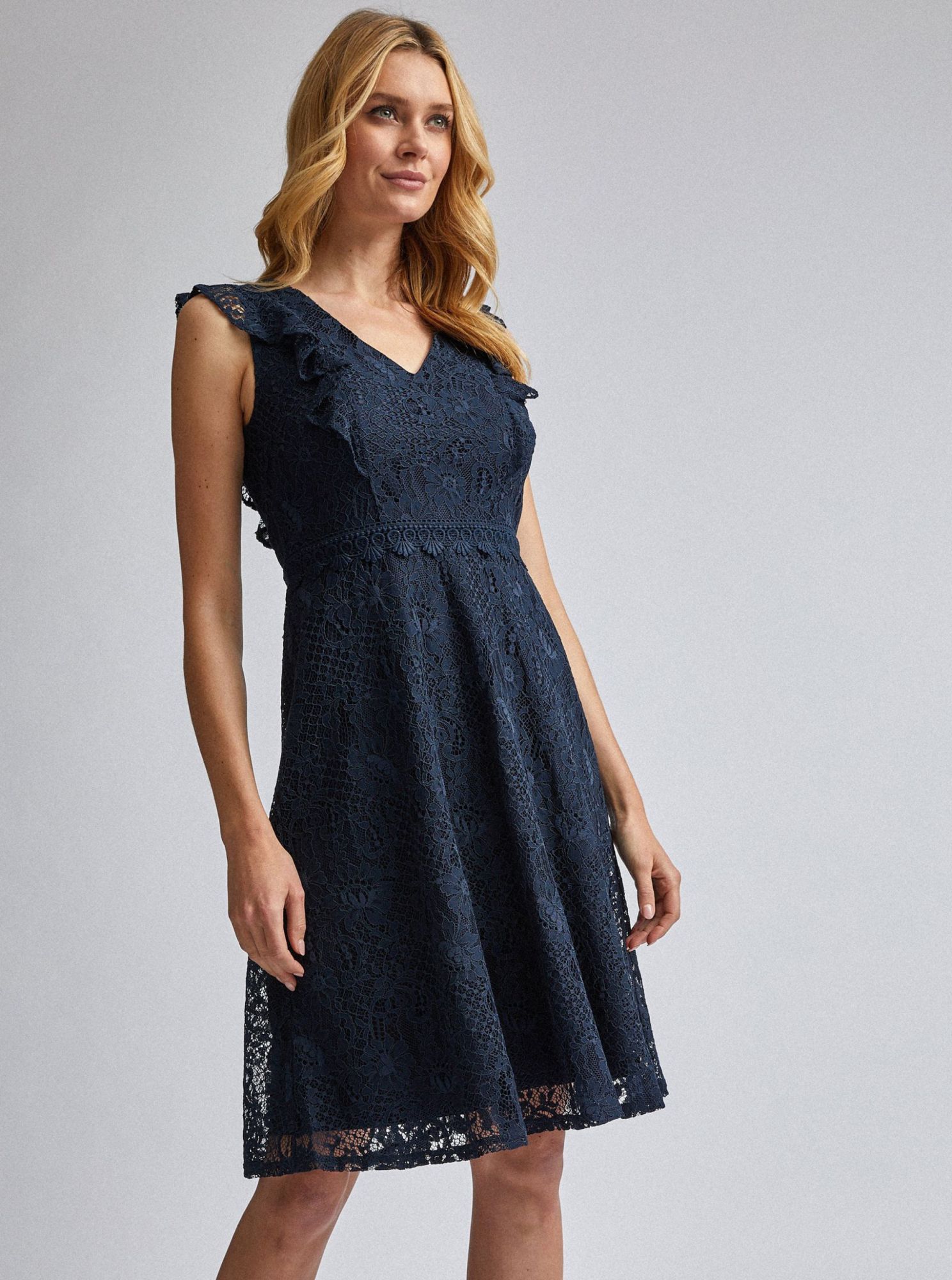 Tmavě modré krajkové šaty Dorothy Perkins