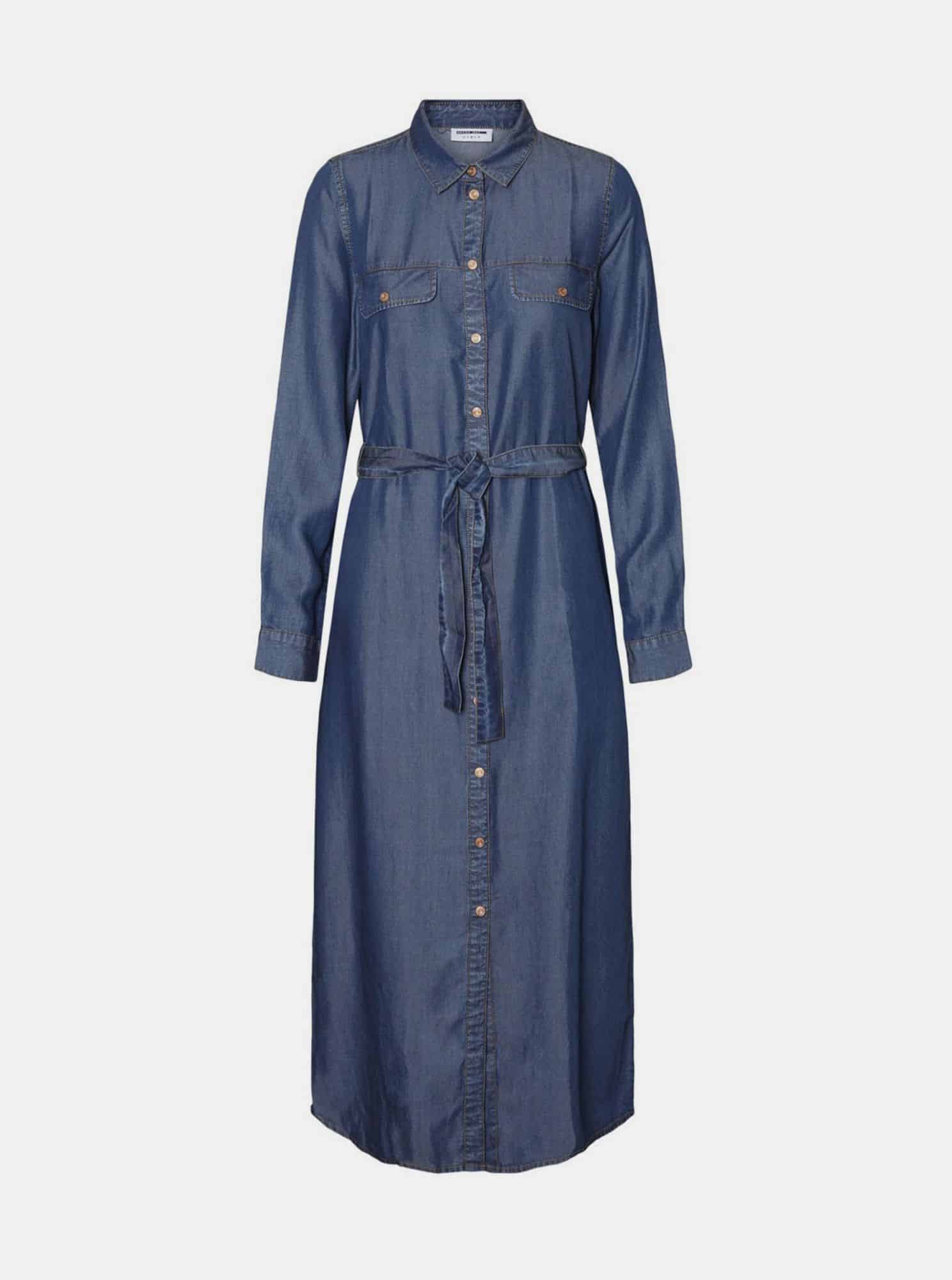 Modré džínové košilové maxišaty Noisy May Cersei