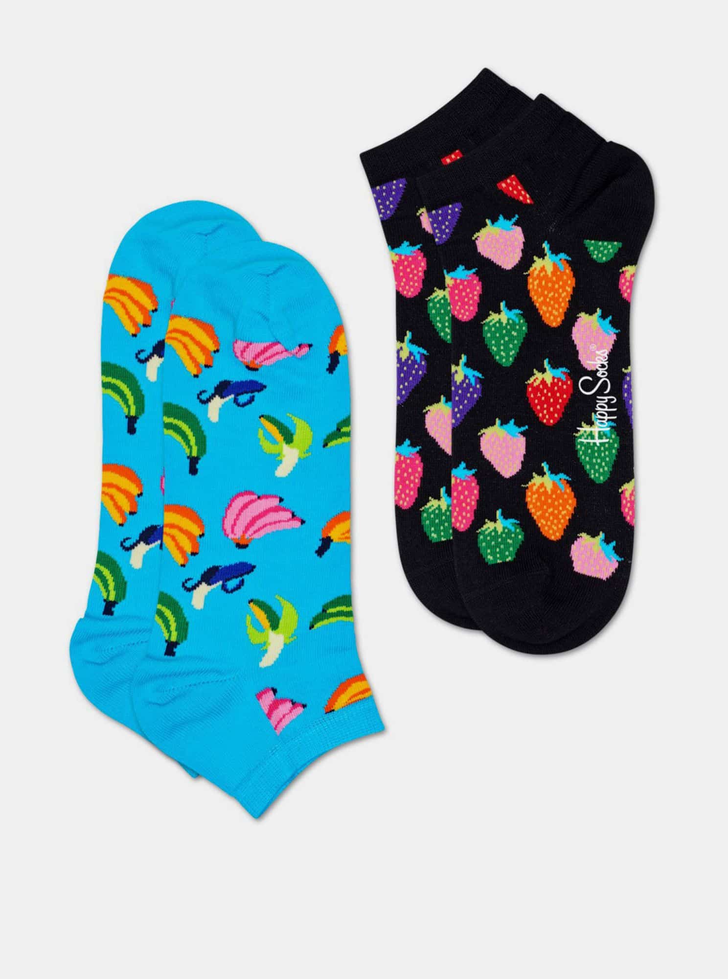 Sada dvou párů kotníkových ponožek v modré a černé barvě Happy Socks Banana