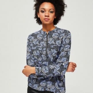 Moodo modrá vzorovaná halenka se zipem