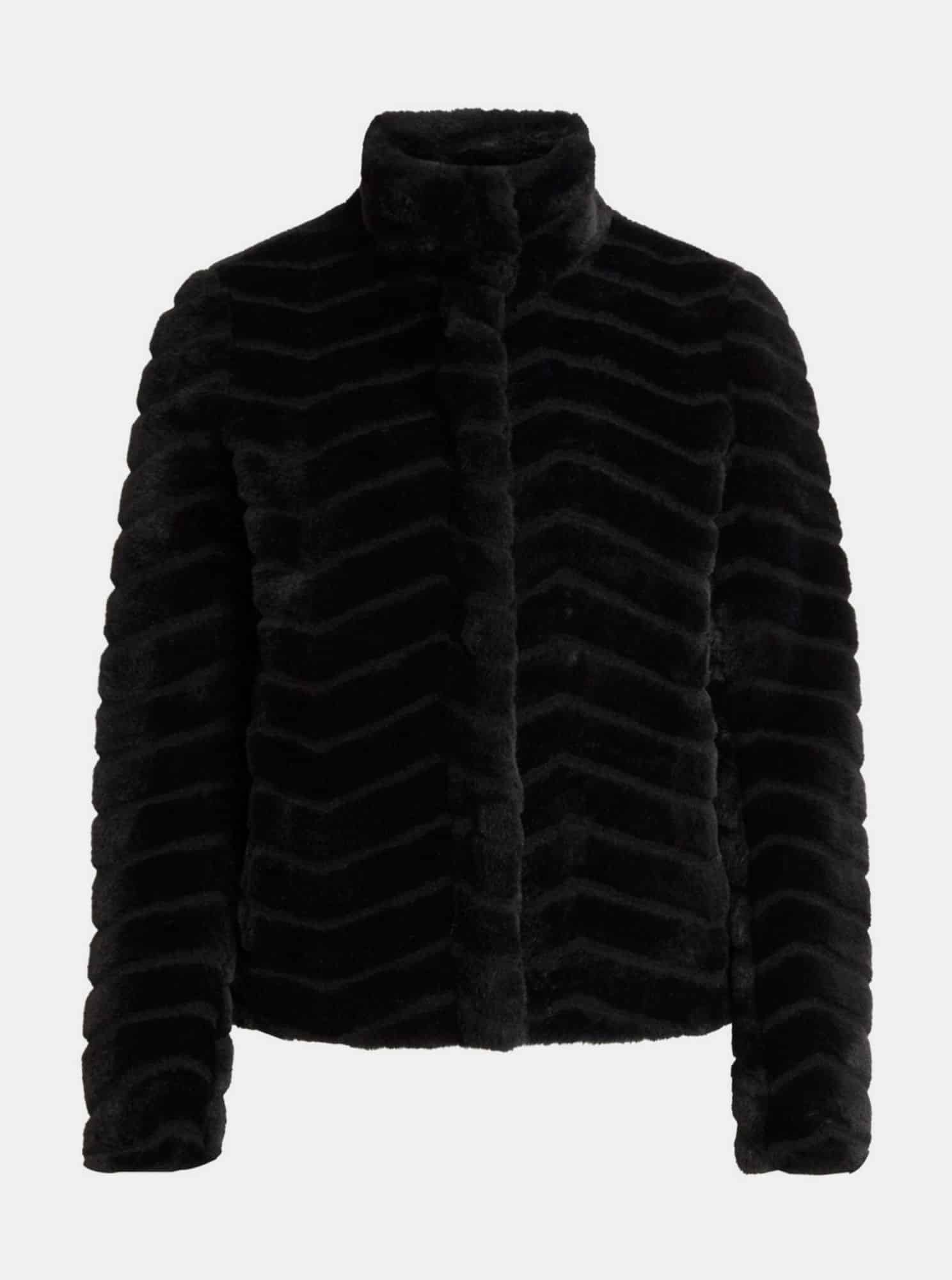 Černá bunda z umělého kožíšku VILA Aliba