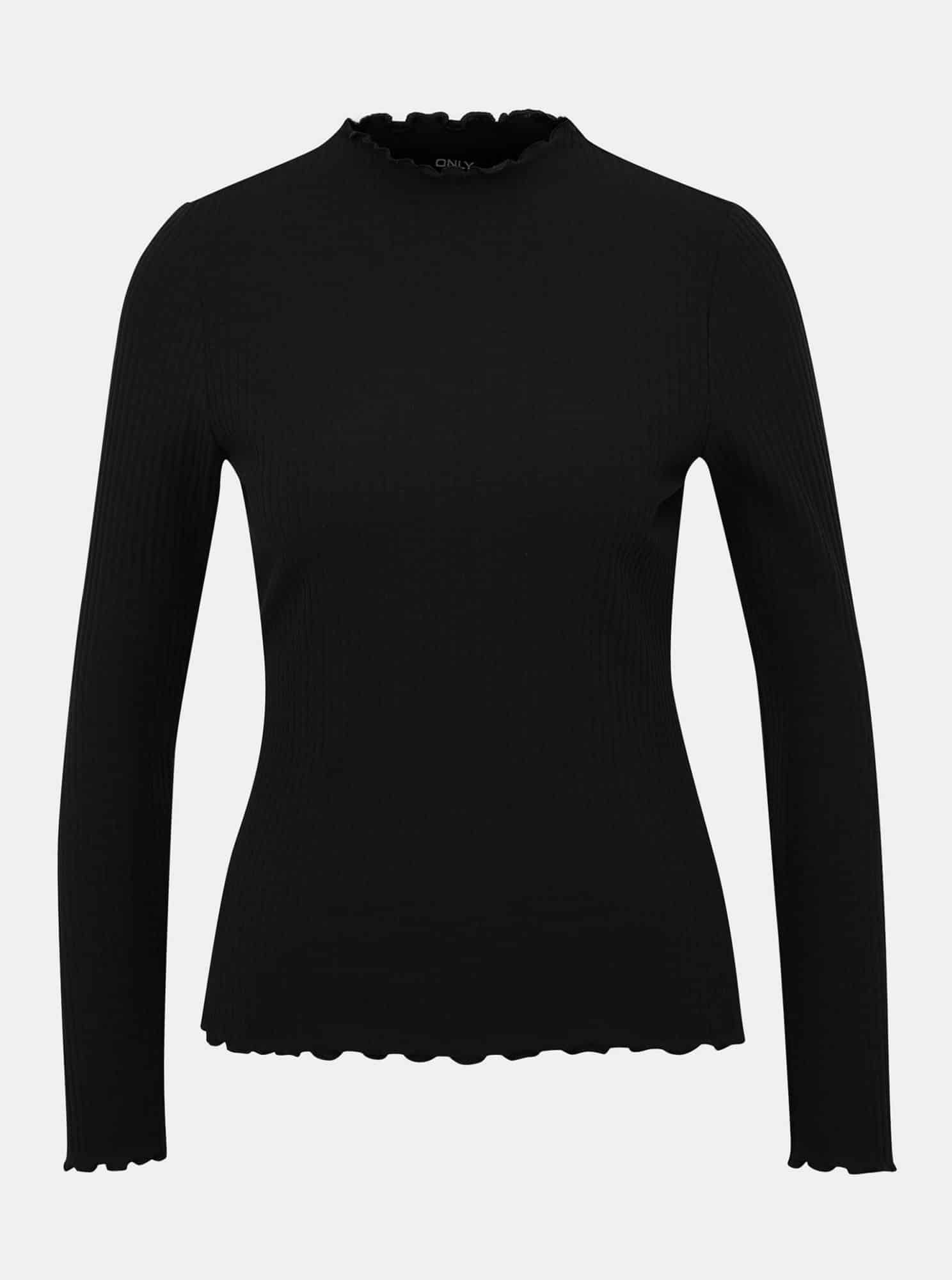 Černé žebrované tričko ONLY Emma