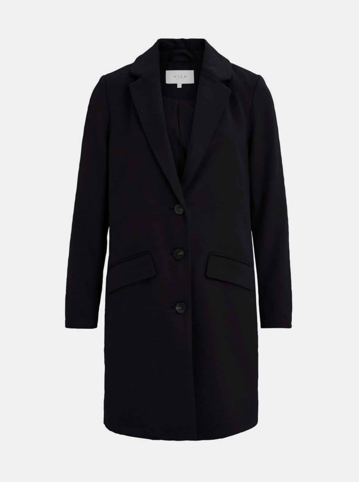 Černý kabát s příměsí vlny VILA Leovita