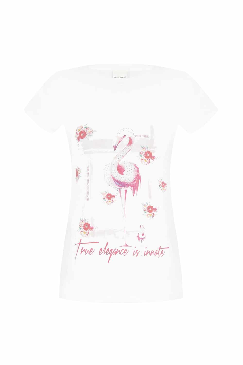 Rinascimento bílé tričko s plameňákem