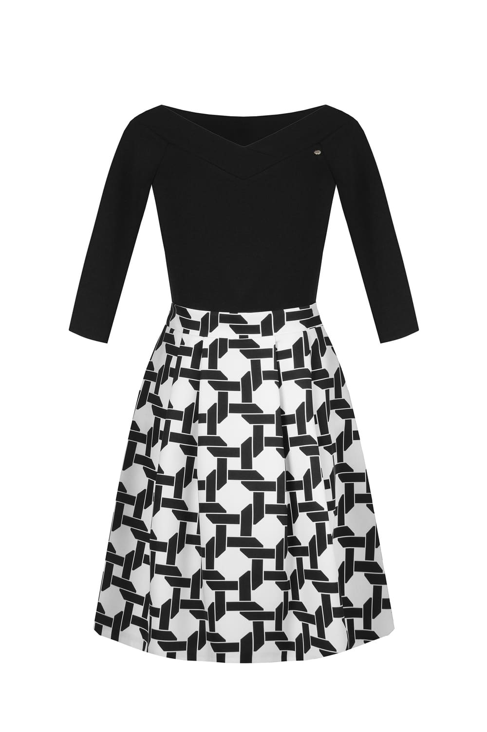 Rinascimento černo-bílé vzorované šaty s mašlí