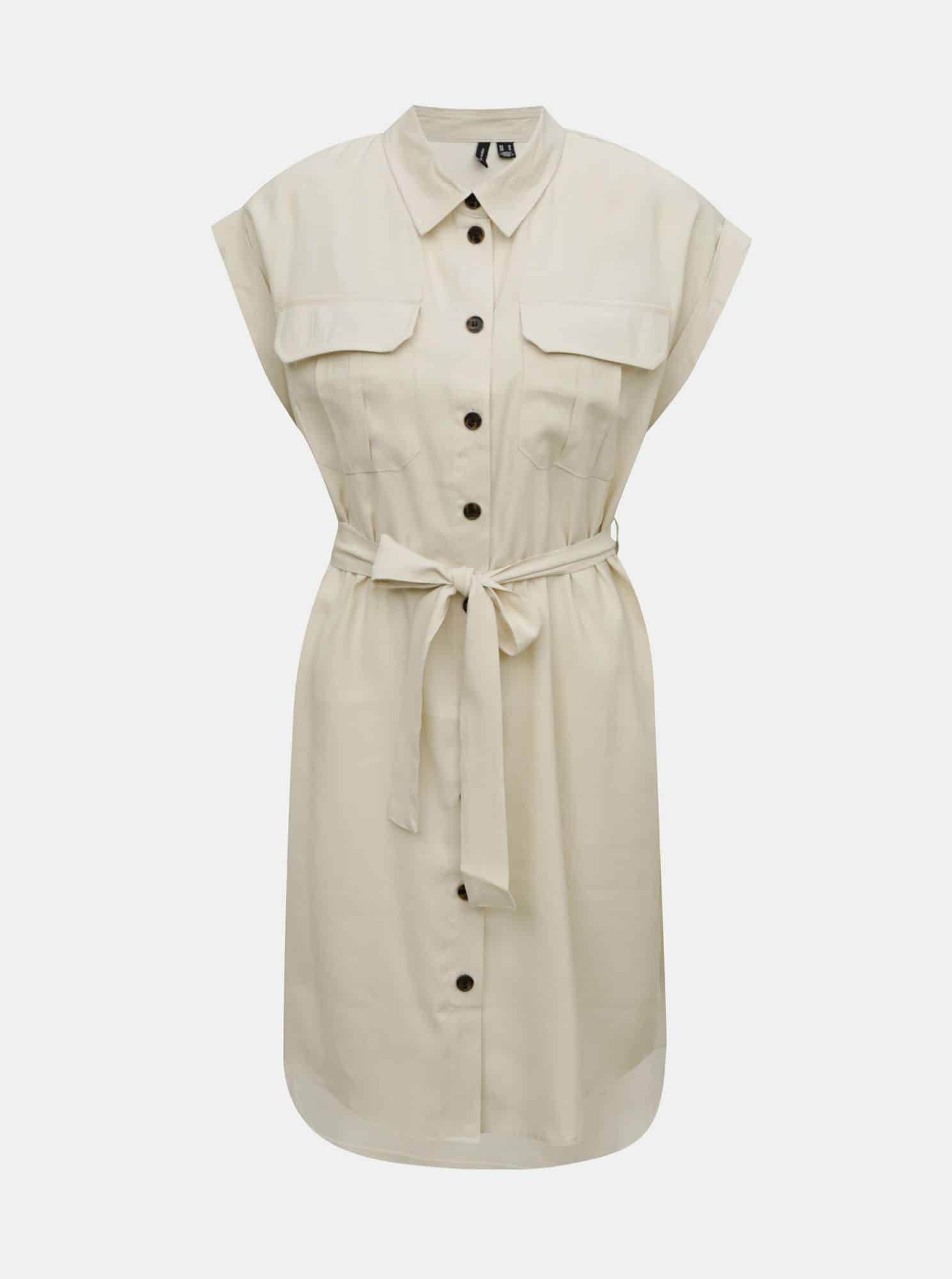 Krémové košilové šaty VERO MODA Venus