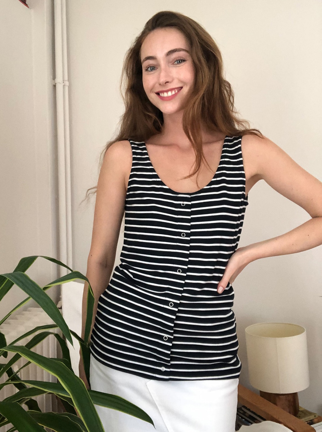 Černé pruhované tílko Trendyol