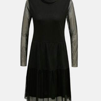 Černé šaty s průsvitnými rukávy Jacqueline de Yong Dixie