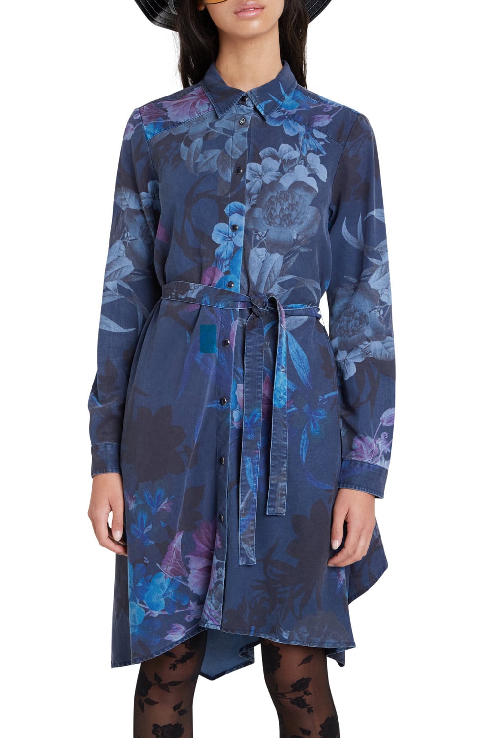 Desigual modré košilové šaty Vest Florencia