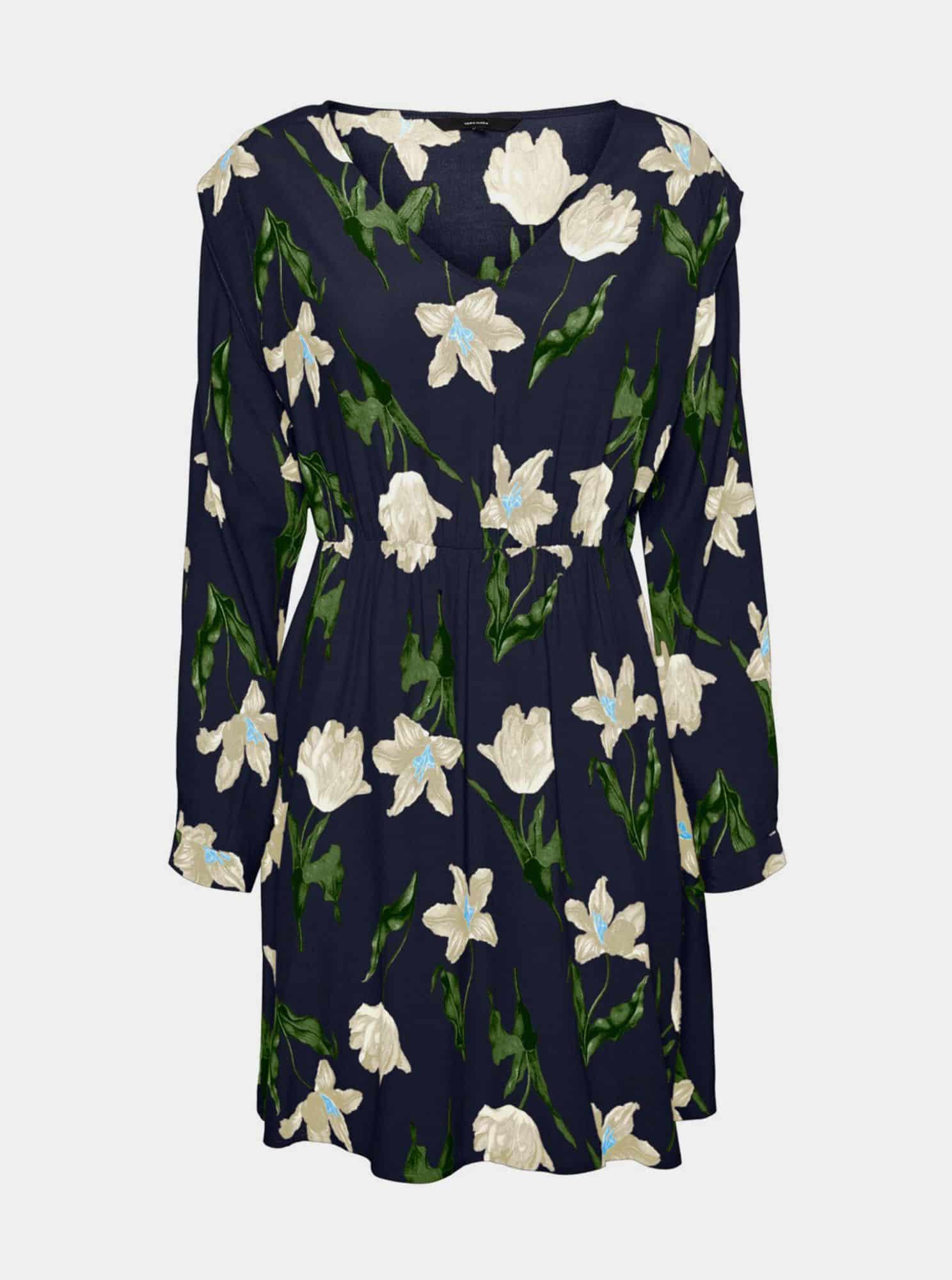Tmavě modré květované šaty VERO MODA Betty