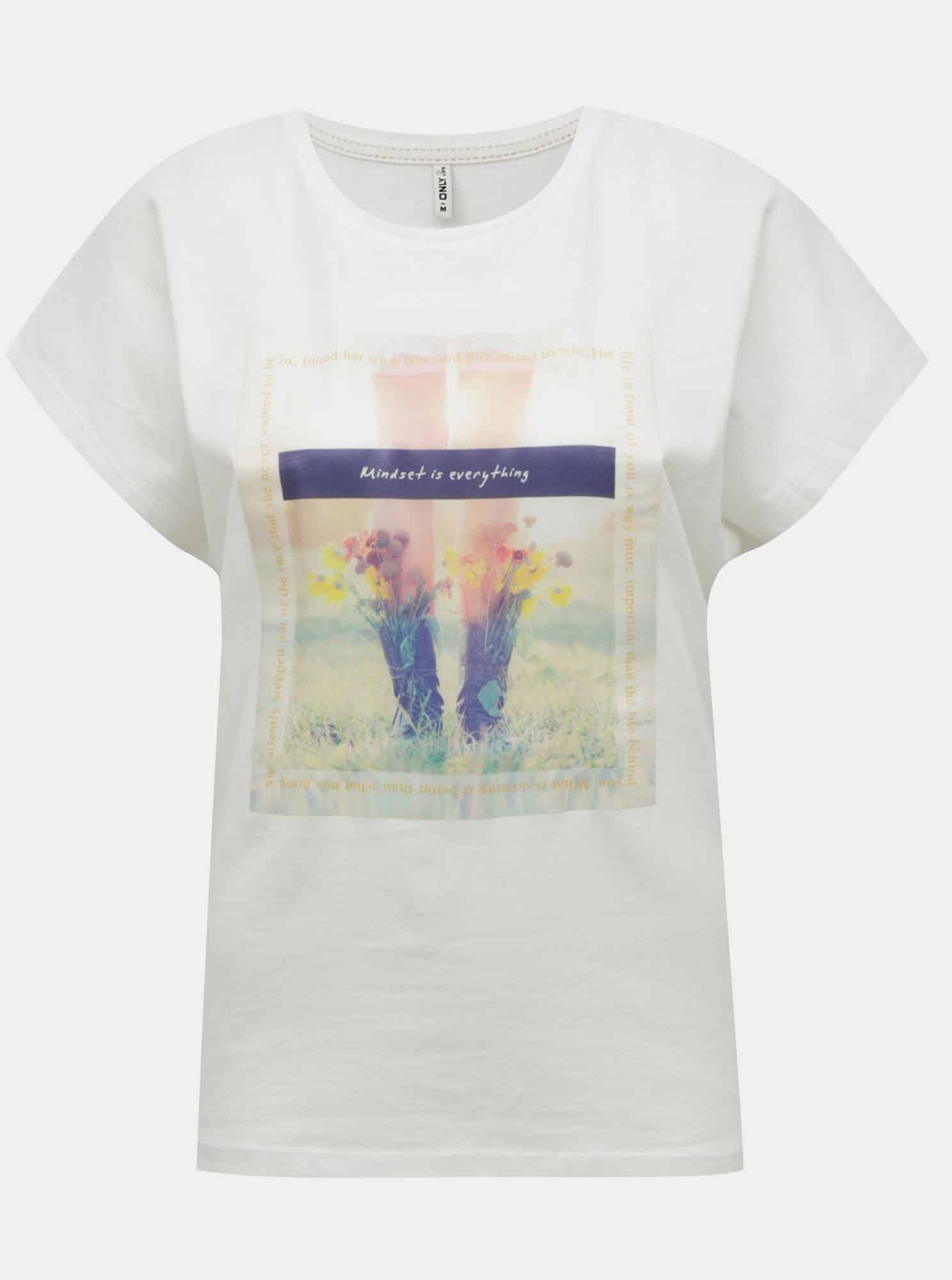 Bílé tričko s potiskem ONLY Maya