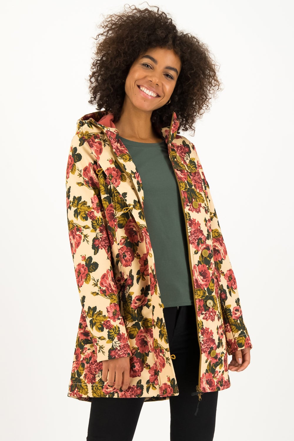 Blutsgeschwister květovaná softshellová parka Wild Weather Long Anorak Rose Tapestry