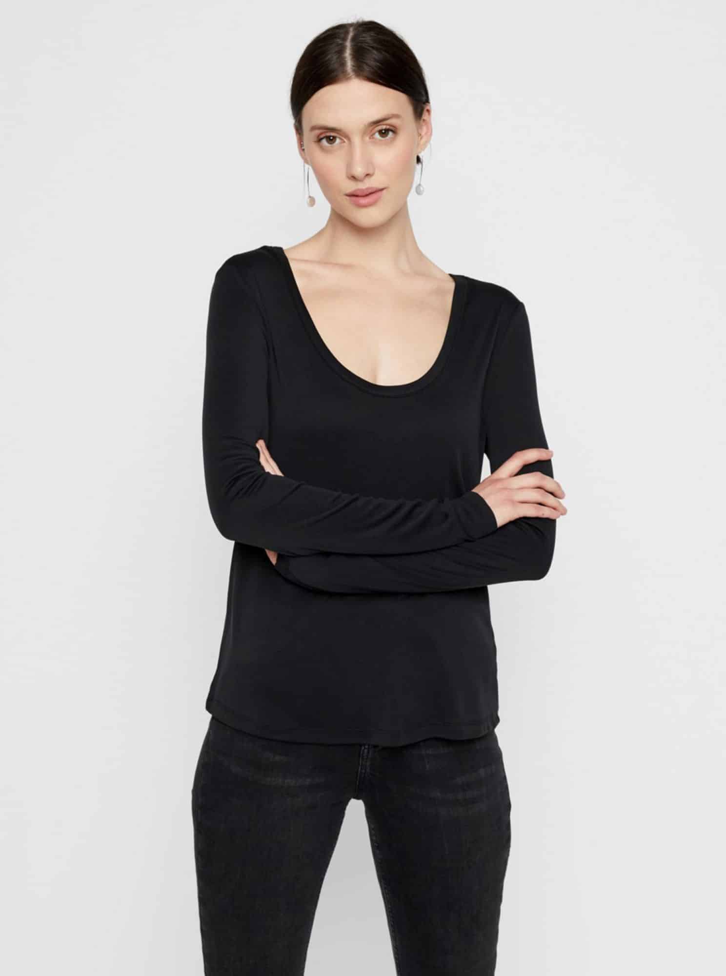 Černé basic tričko Pieces Kaitlin