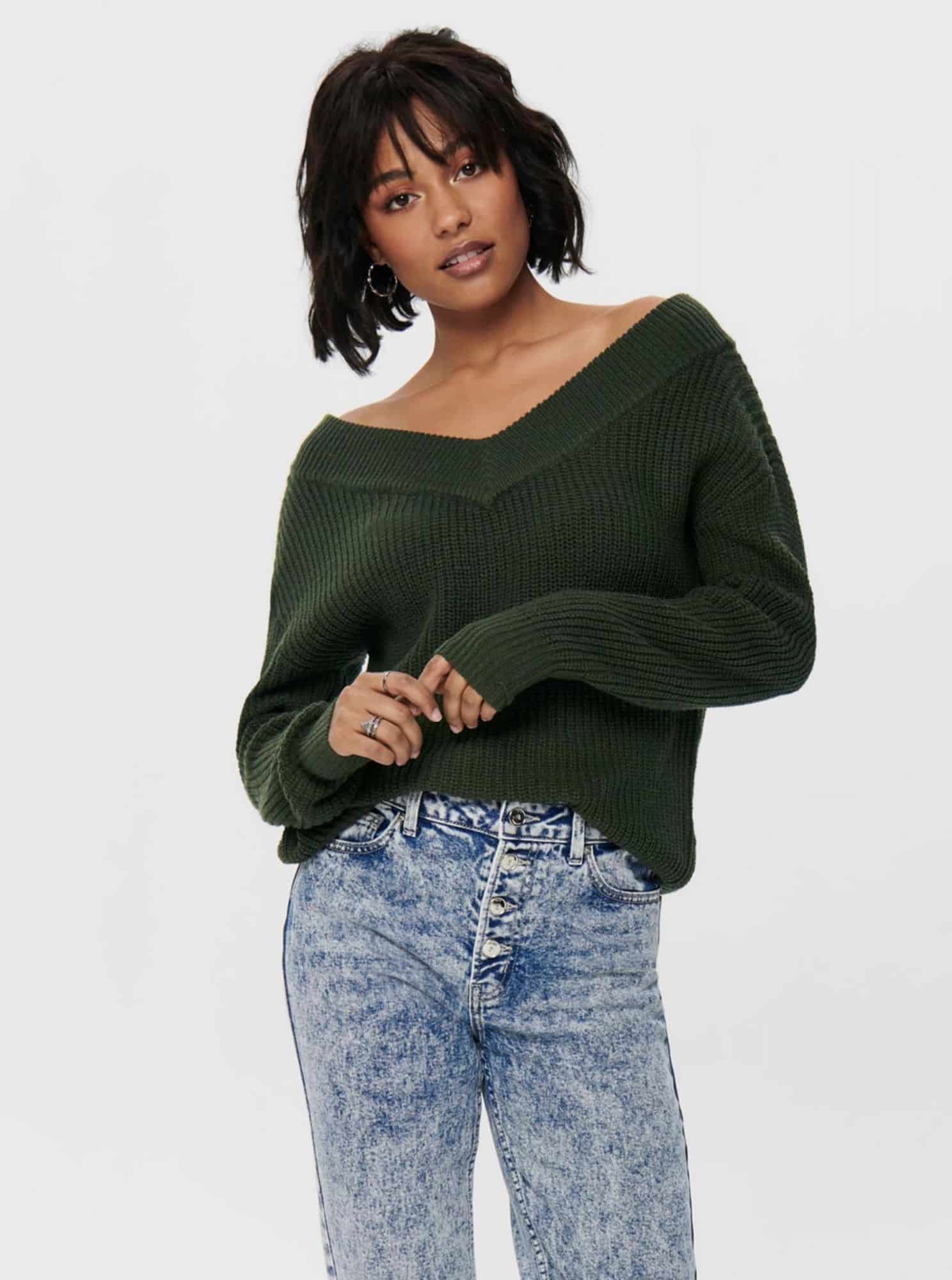 Zelený svetr ONLY Melton