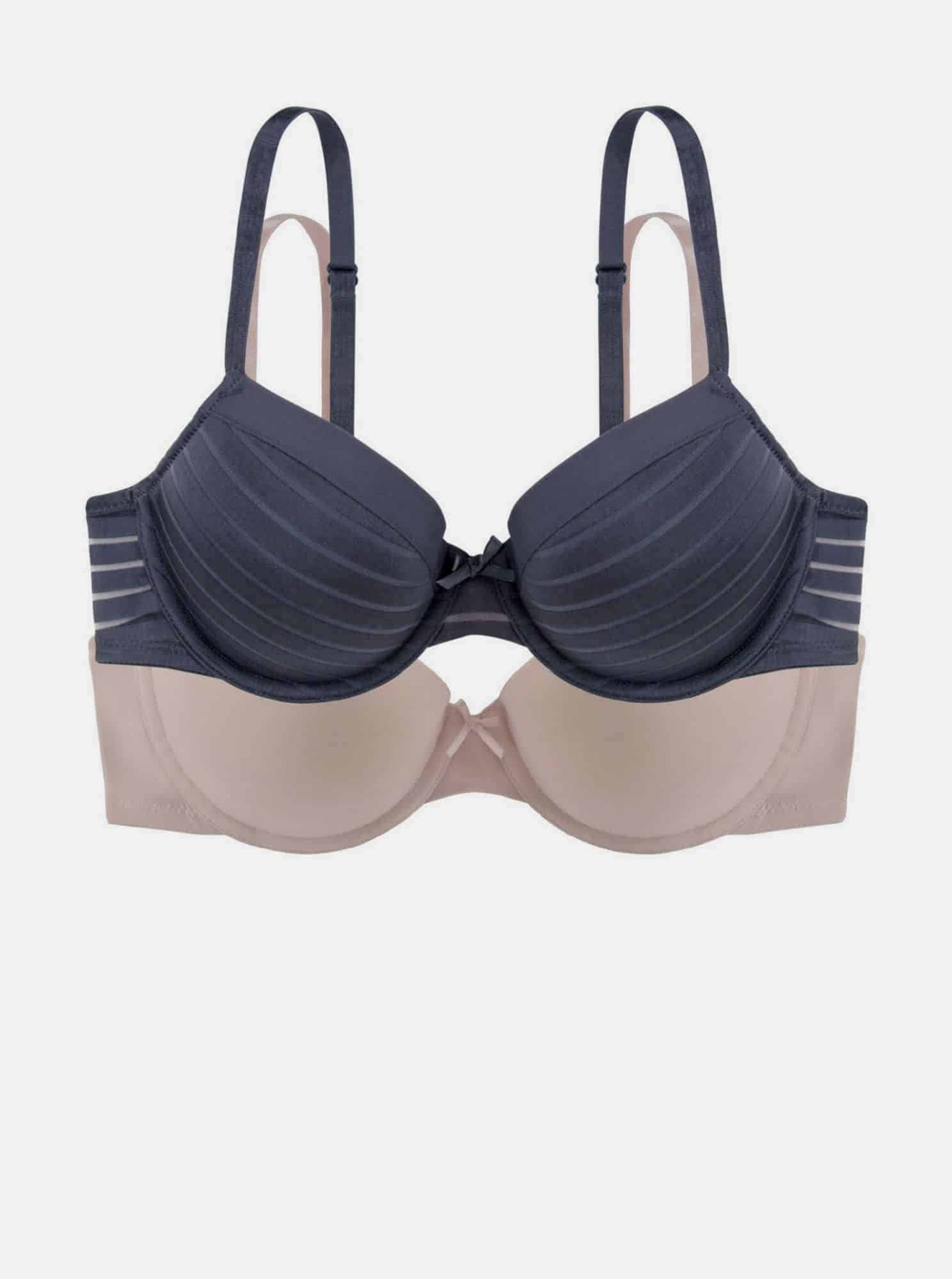 Sada dvou podprsenek v tmavě šedé a růžové barvě Dorina Louise