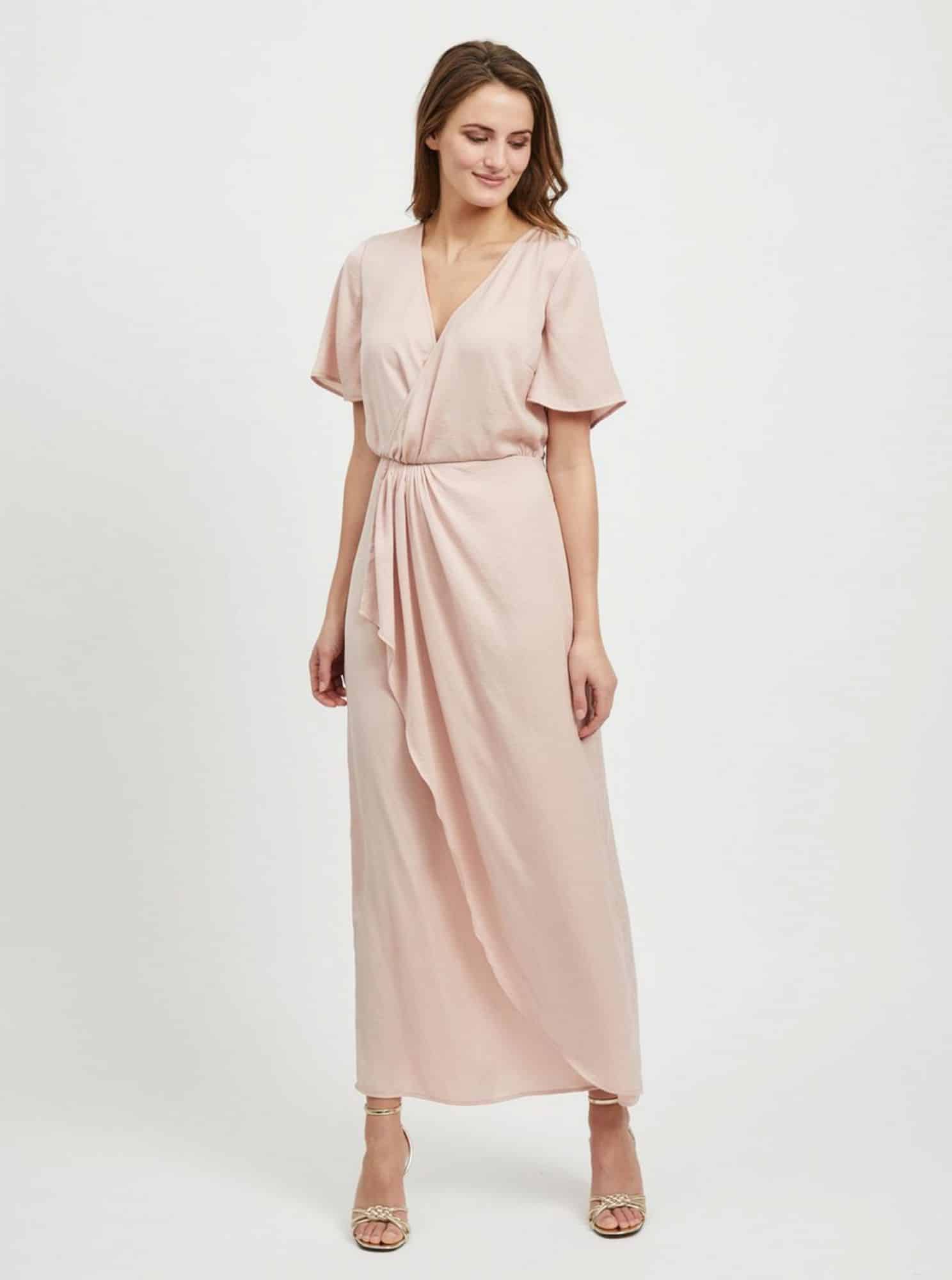 Starorůžové překládané maxišaty VILA Floating