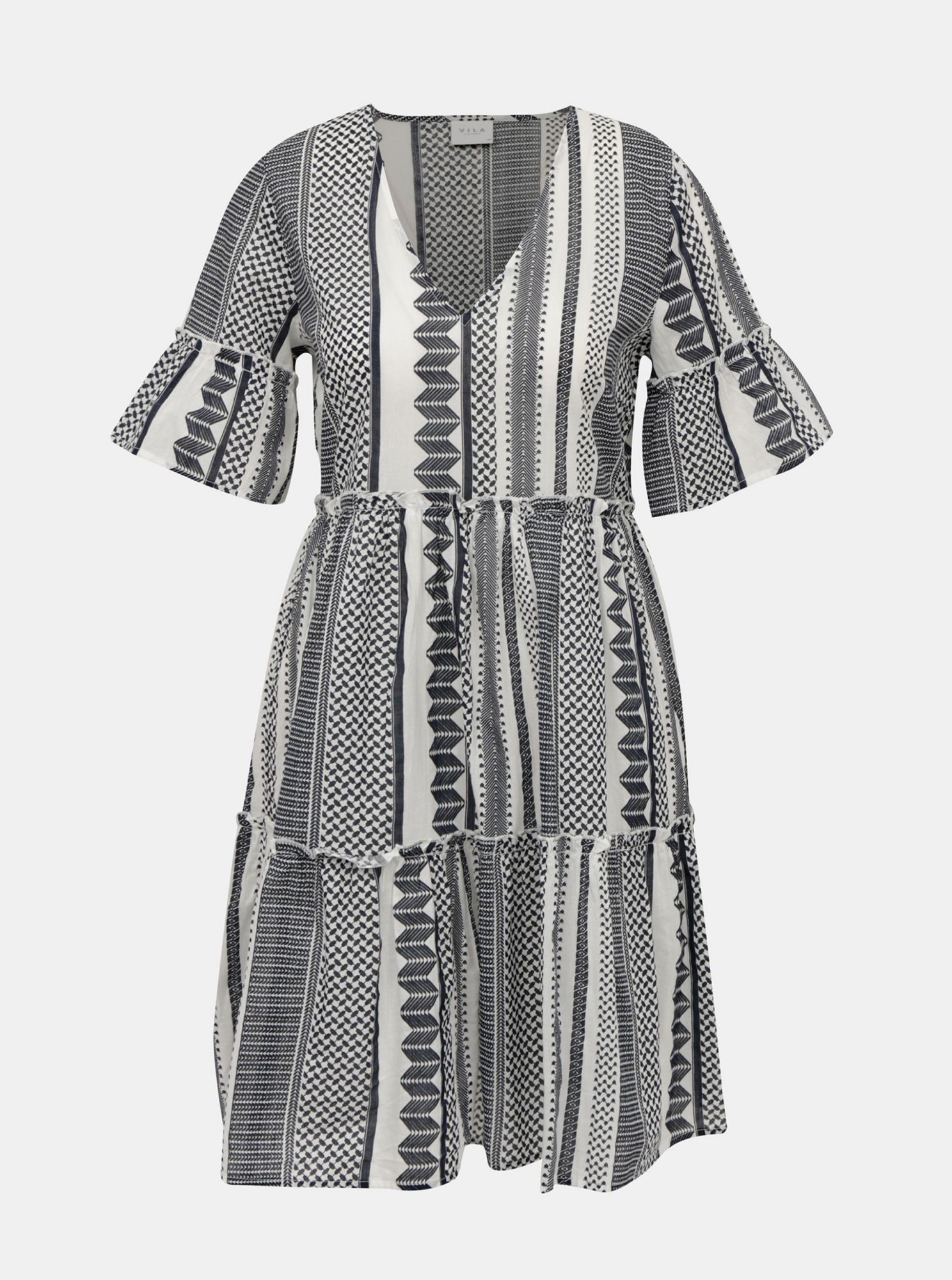 Šedé vzorované volné šaty VILA Hanna
