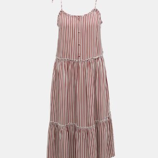 Hnědé pruhované midišaty ONLY Fabulous