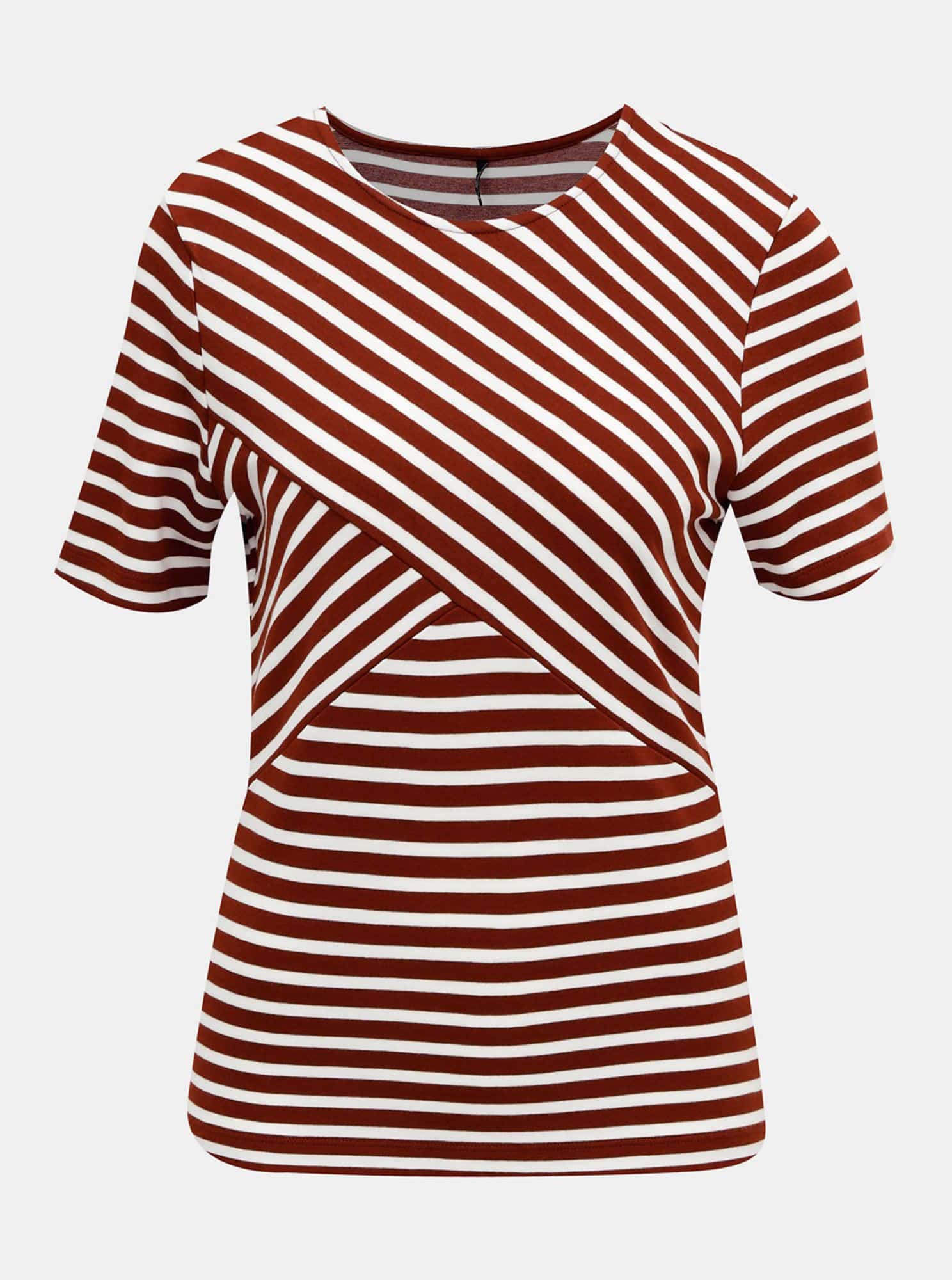 Hnědé pruhované tričko ONLY Laila