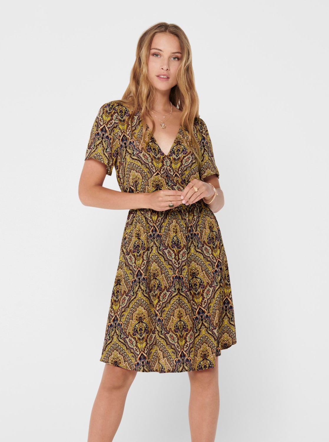 Hnědé vzorované šaty ONLY Vide