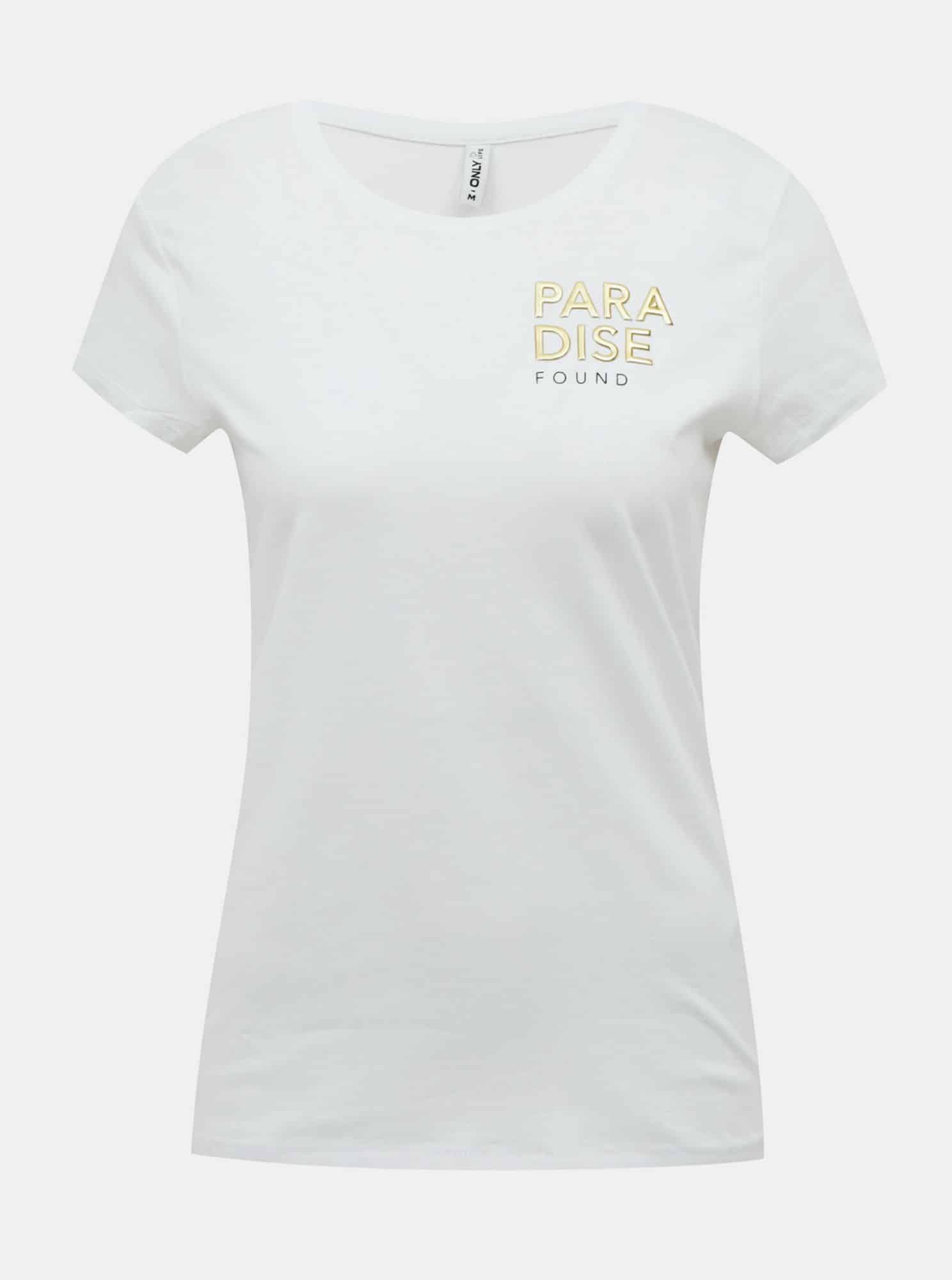 Bílé tričko s potiskem na zádech ONLY Kia