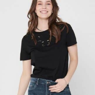 Černé tričko s výšivkou ONLY Theresa