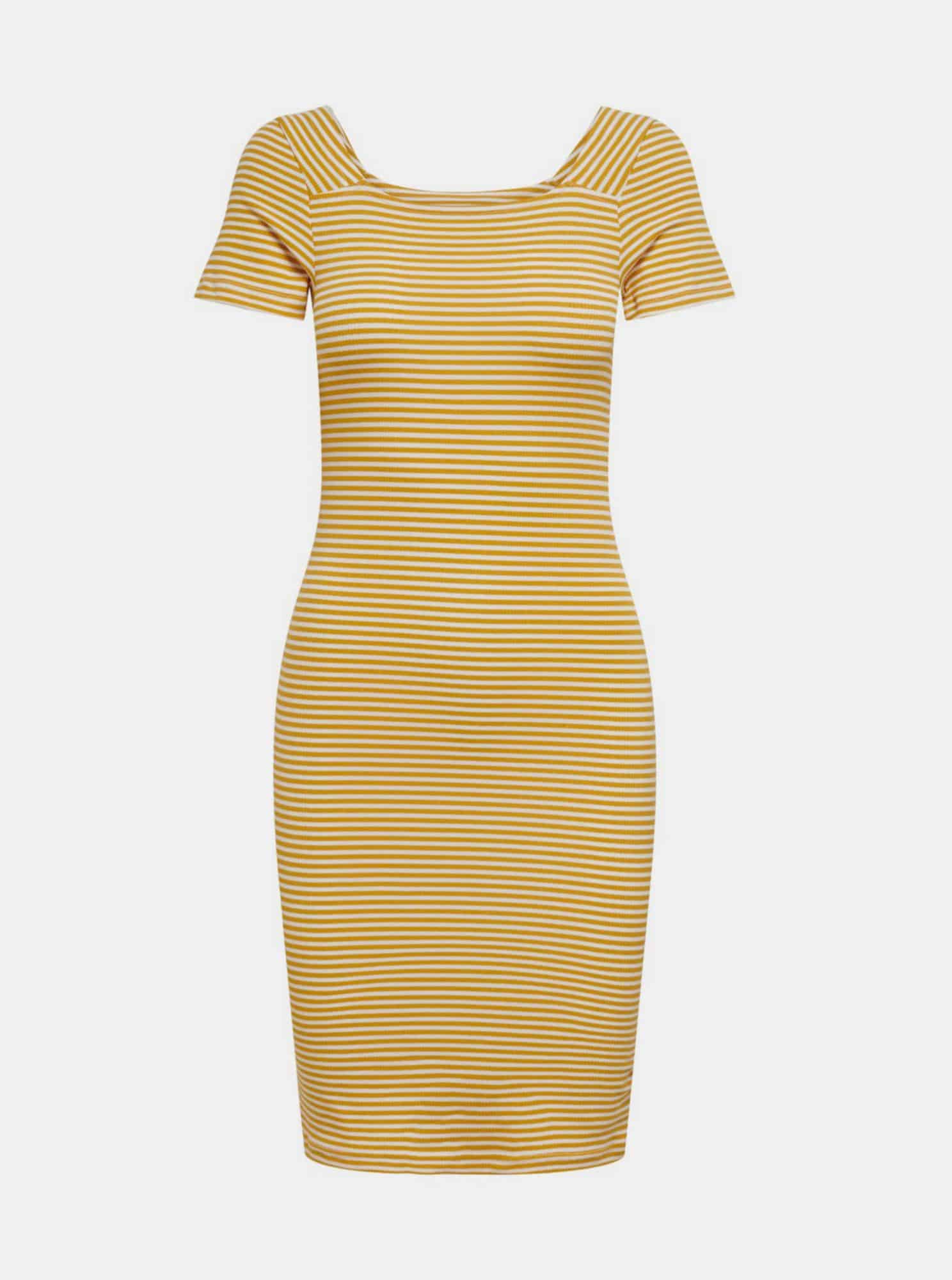 Žluté pruhované basic šaty ONLY Fiona