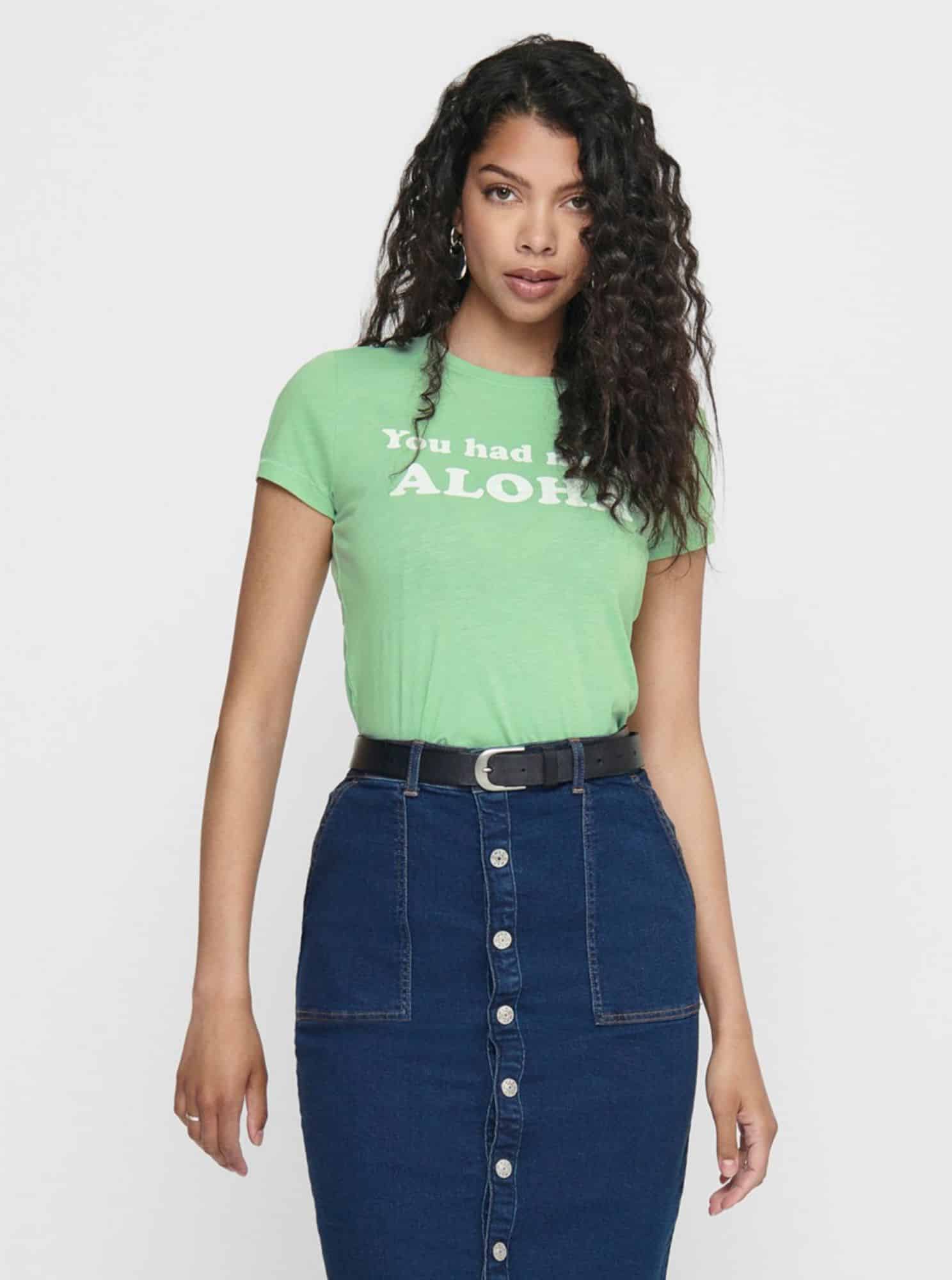 Zelené tričko s potiskem ONLY Clara