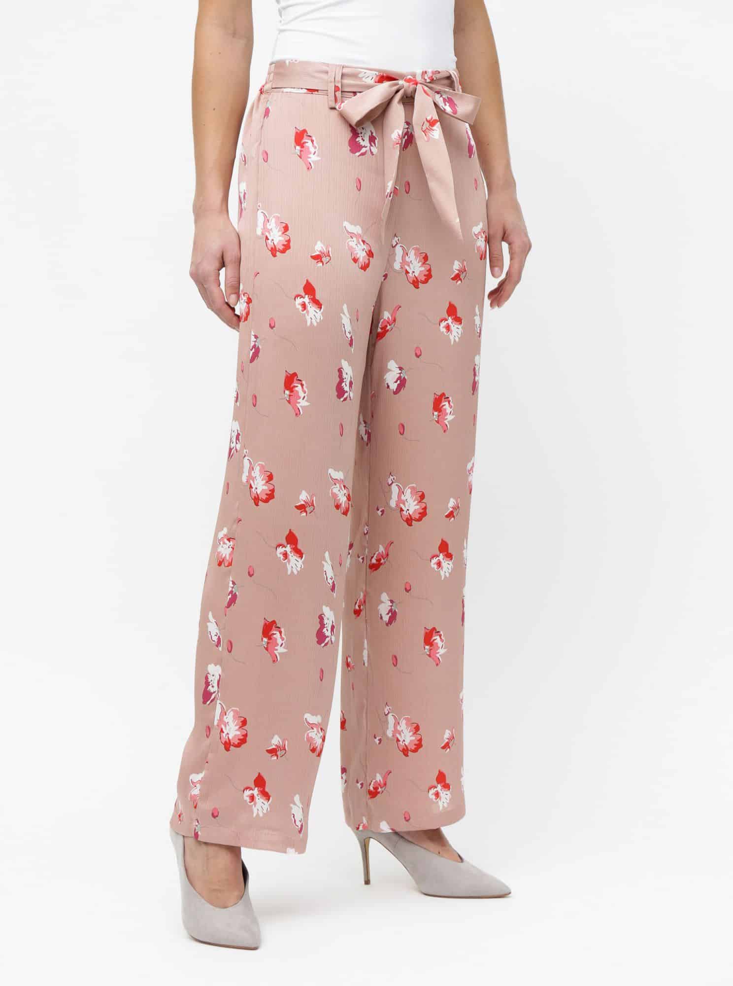 Starorůžové květované kalhoty ONLY Giza