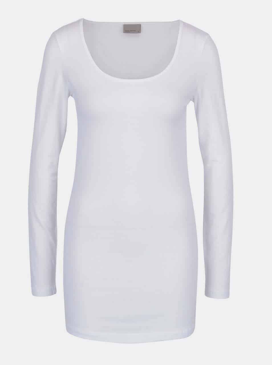 Bílé dlouhé basic tričko s dlouhým rukávem VERO MODA Maxi My