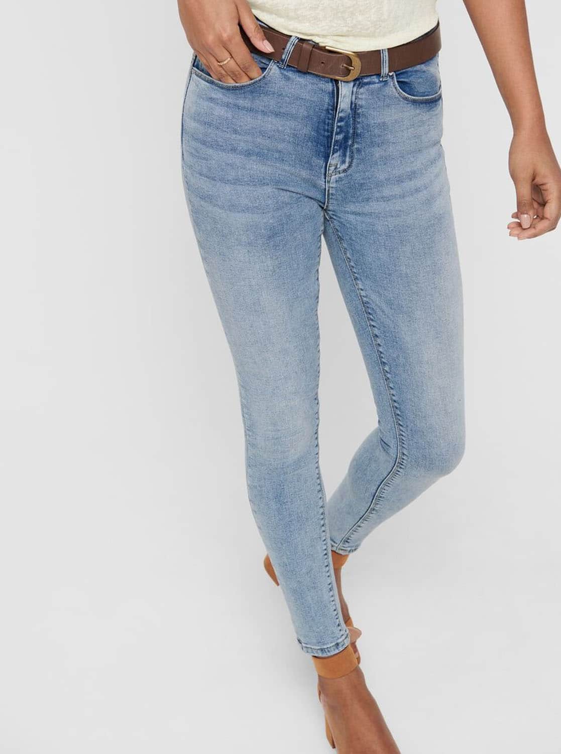 Světle modré zkrácené skinny fit džíny ONLY Paola