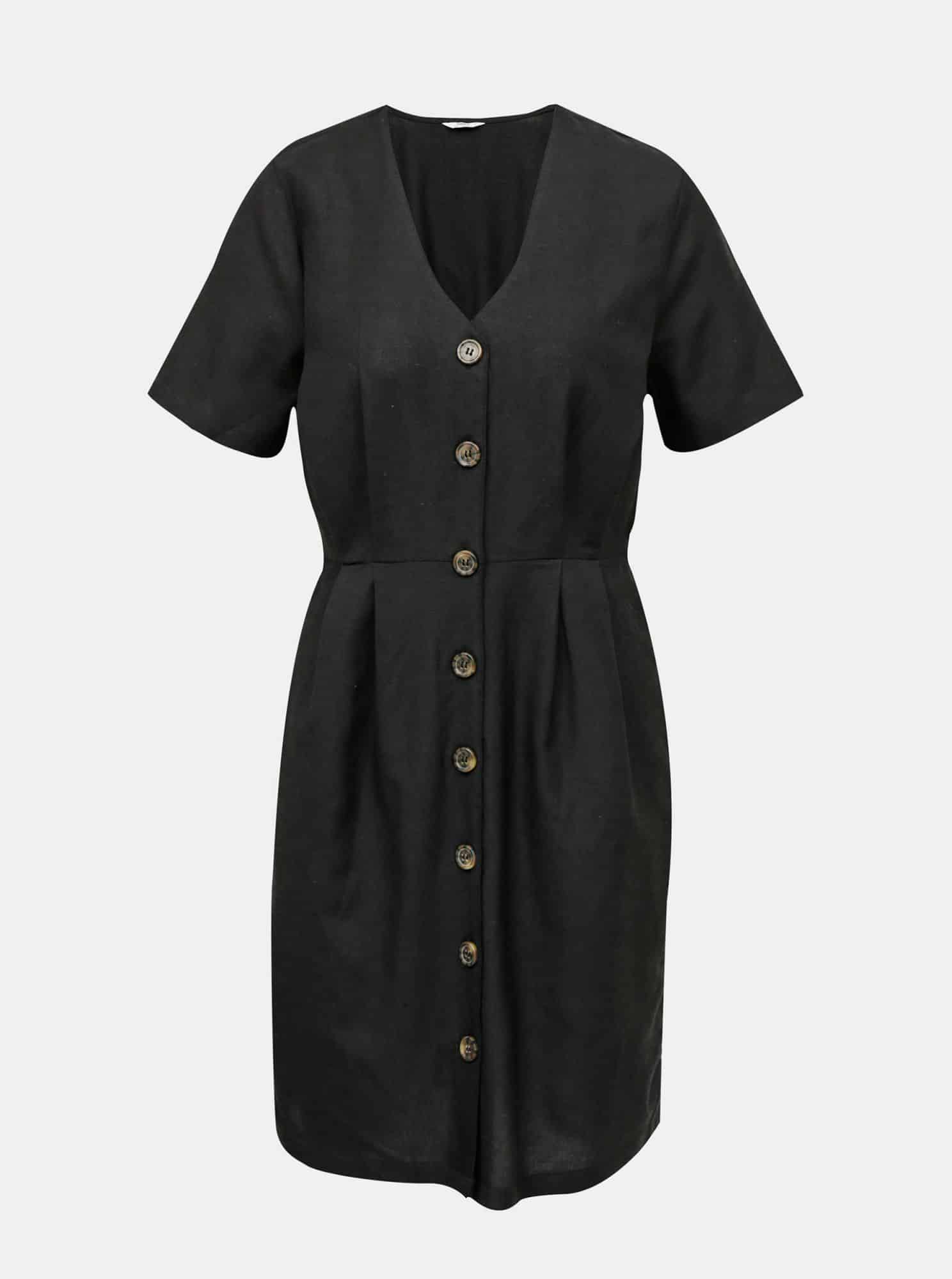 Černé šaty s příměsí lnu ONLY Viva