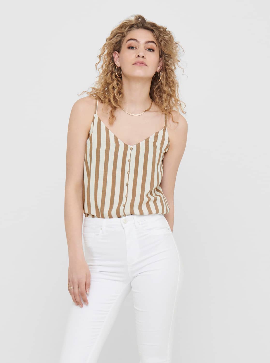Béžové pruhované tílko ONLY Astrid