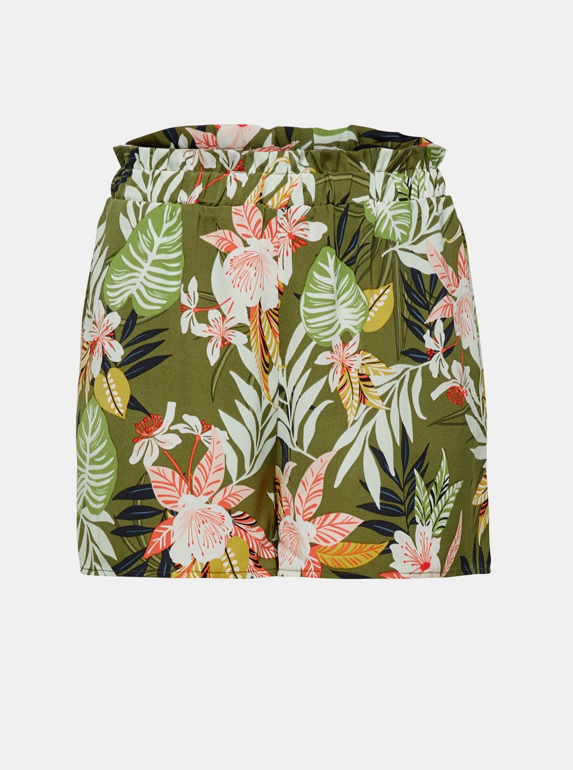 Khaki květované kraťasy ONLY Lizbeth