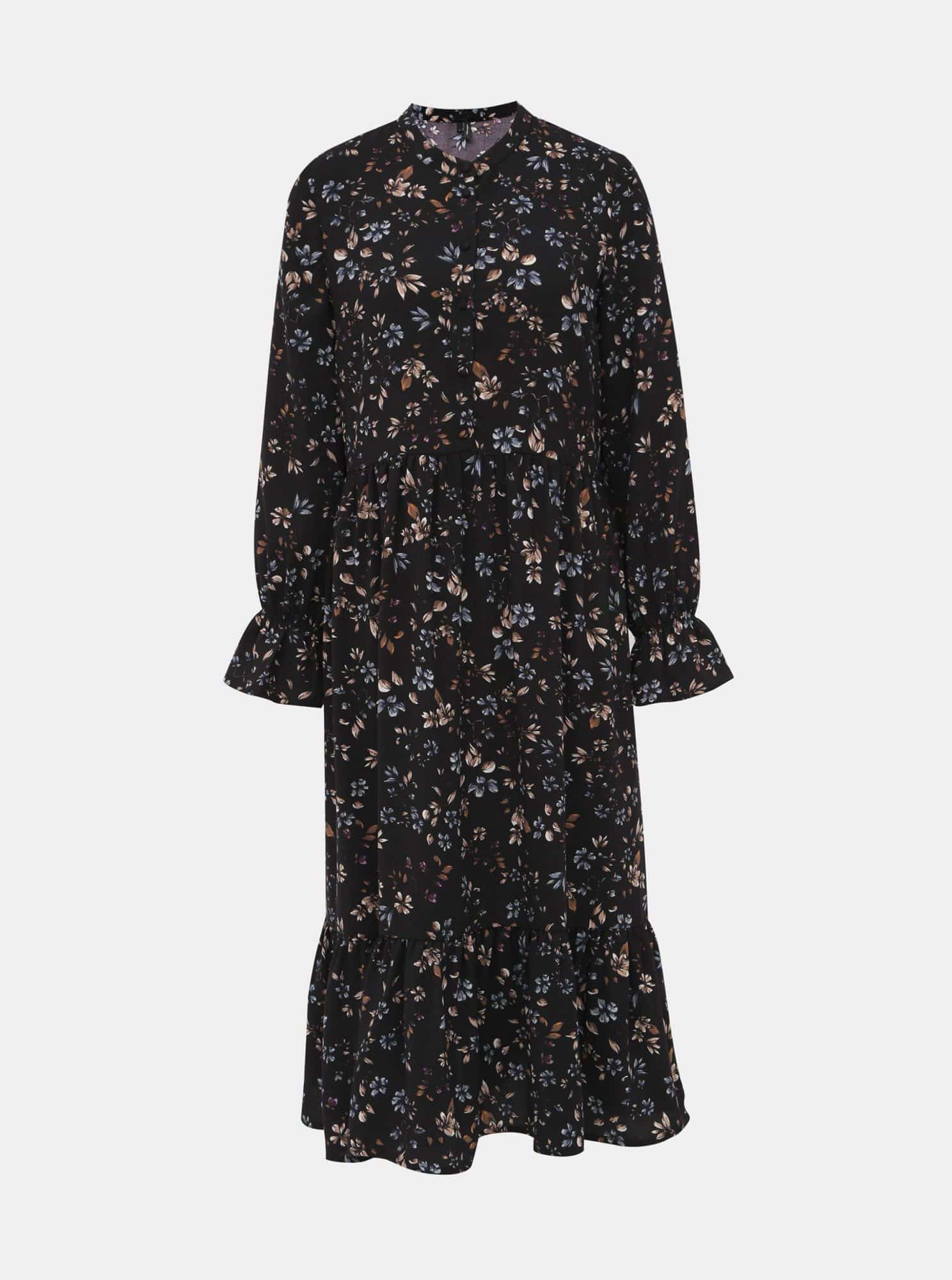 Černé květované midi šaty VERO MODA Myranda