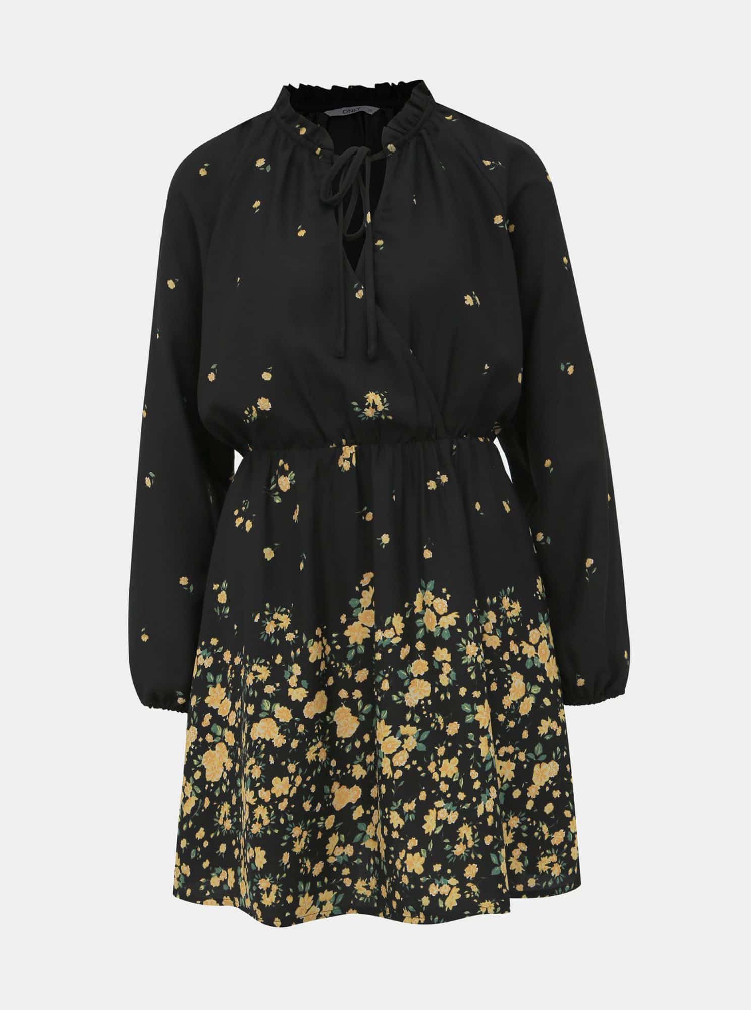 Černé květované šaty ONLY Lana