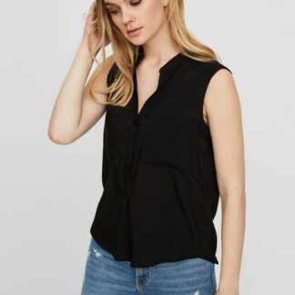 Černá průsvitná halenka bez rukávu VERO MODA Erika