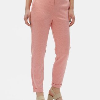 Lososové vzorované kalhoty s vysokým pasem VERO MODA Toni