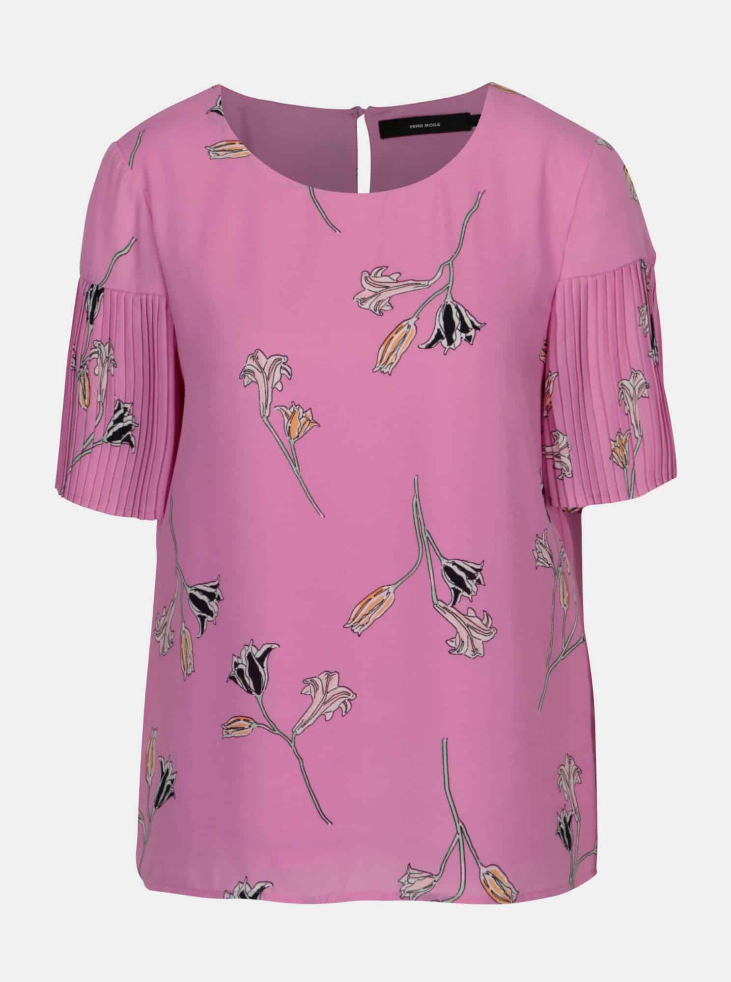 Růžová květovaná halenka VERO MODA Elena