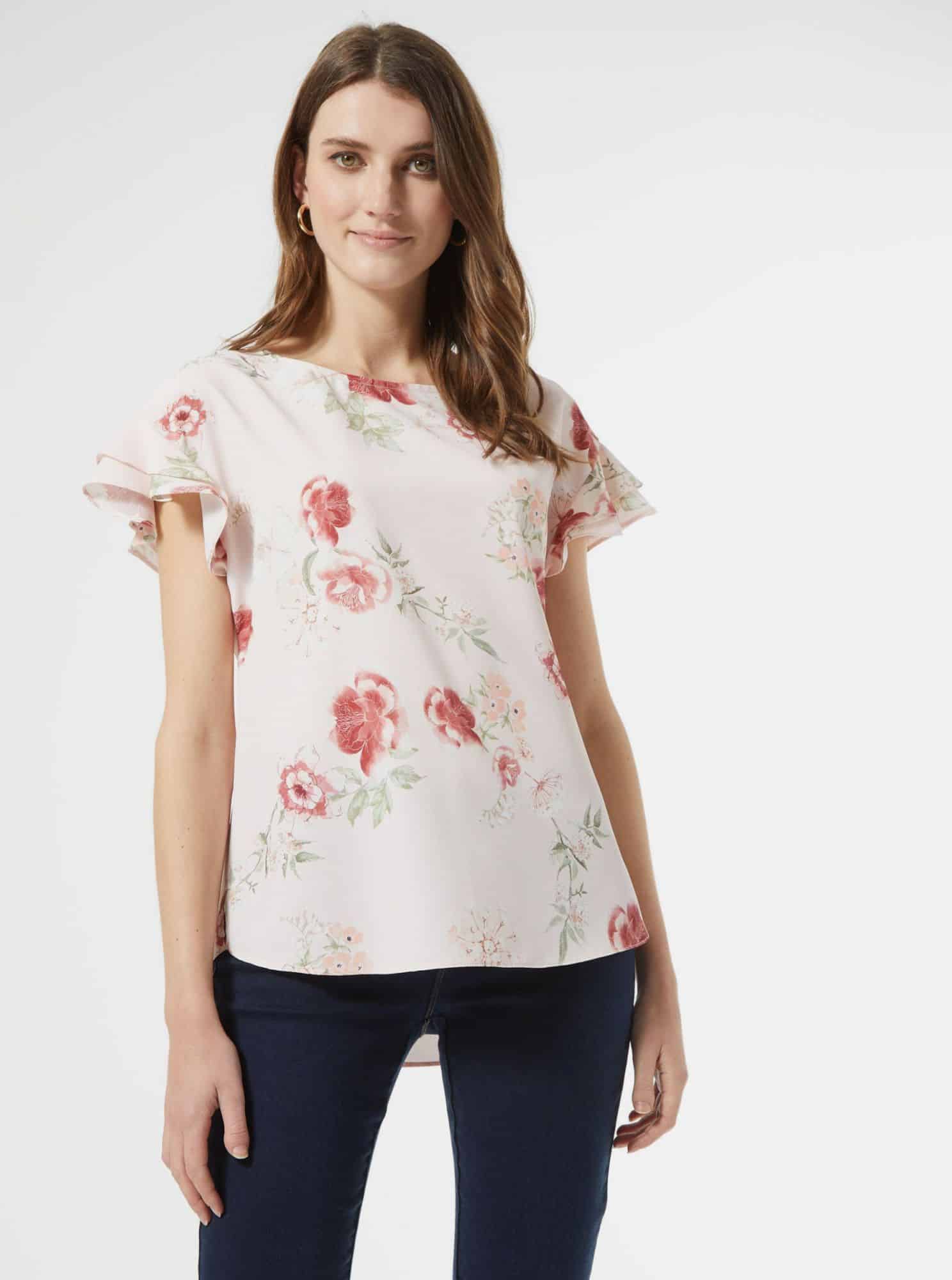 Světle růžová květovaná halenka Dorothy Perkins